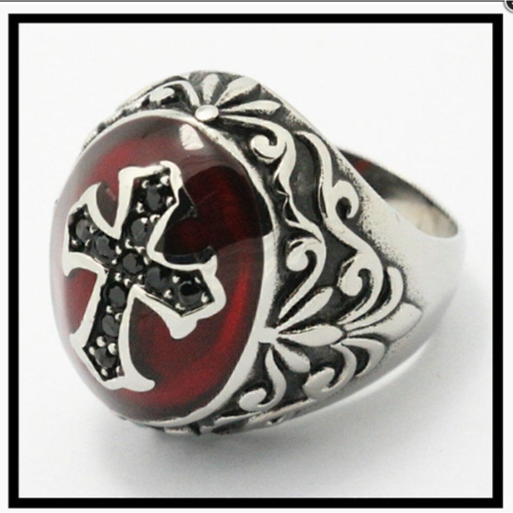 Men's Stainless Steel Cross Ring